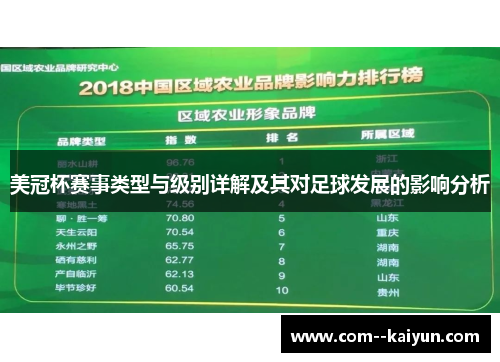 美冠杯赛事类型与级别详解及其对足球发展的影响分析