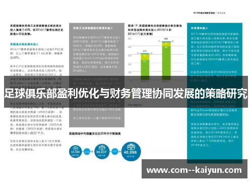 足球俱乐部盈利优化与财务管理协同发展的策略研究 足球俱乐部盈利优化与财务管理协同发展的策略研究