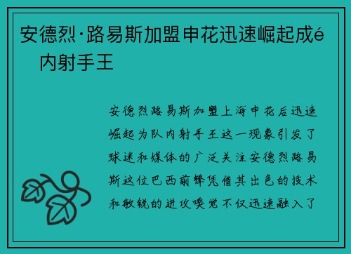 安德烈·路易斯加盟申花迅速崛起成队内射手王